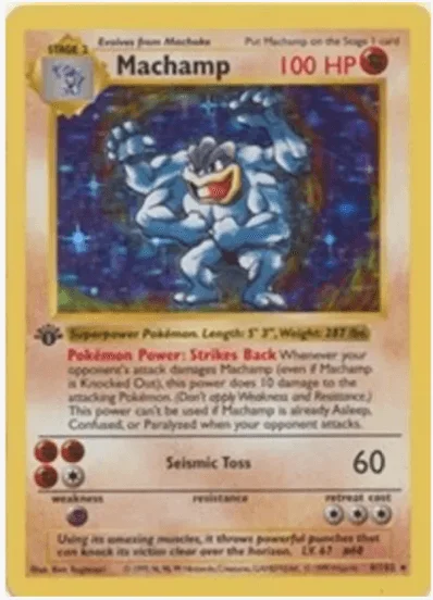 1st Edition Machamp - (Base Set Shadowless) - Deck Exclusives  #008/102 (Moderately Played)