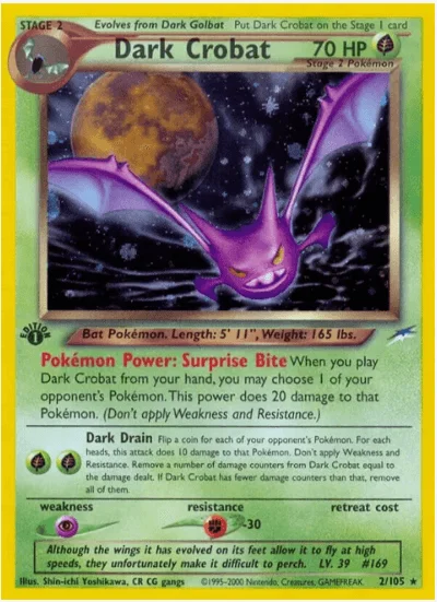 1st edition Dark Crobat - Neo Destiny #002/105 (Lightly Played)