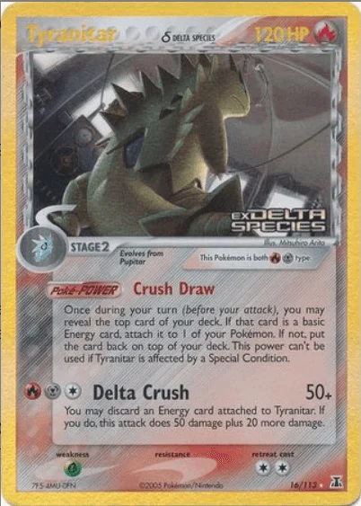 Tyranitar - Delta Species #016/113 Reverse Holo Stamped (Damaged)