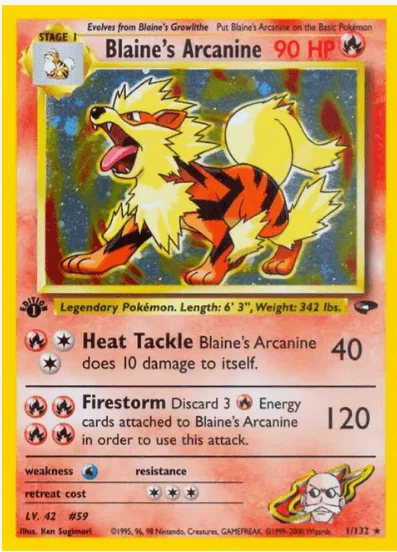 1st edition Blaine's Arcanine - Gym Challenge #001/132 (Lightly Played)