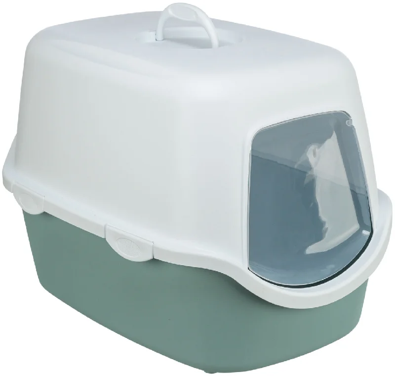 Vico cat litter tray, with hood, 40 x 40 x 56 cm, sage/white