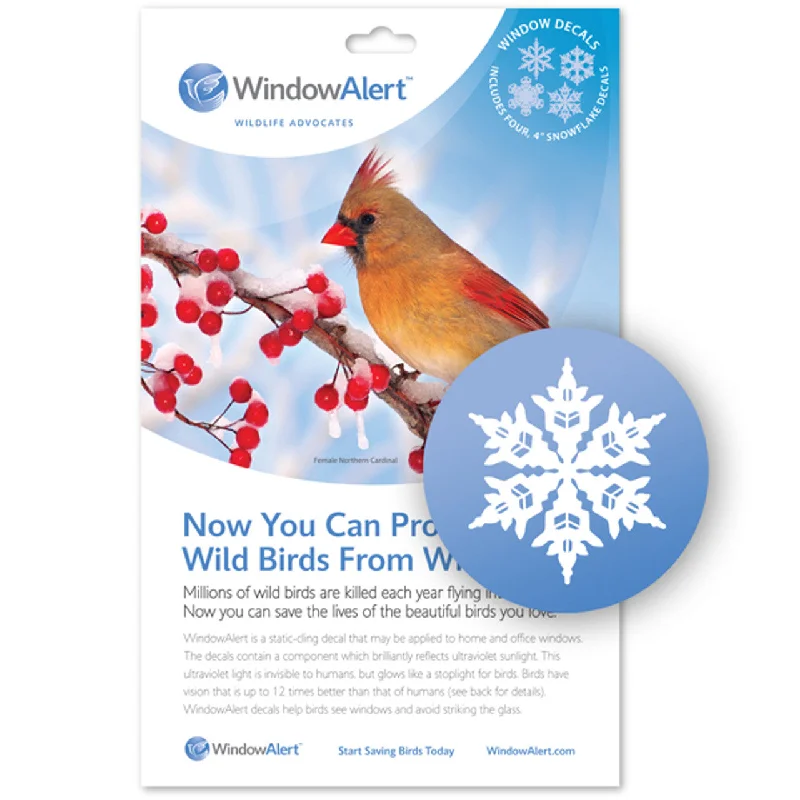 Window Alert Snowflake Window Decal And Deterrent For Birds (4 Decals per Envelope)