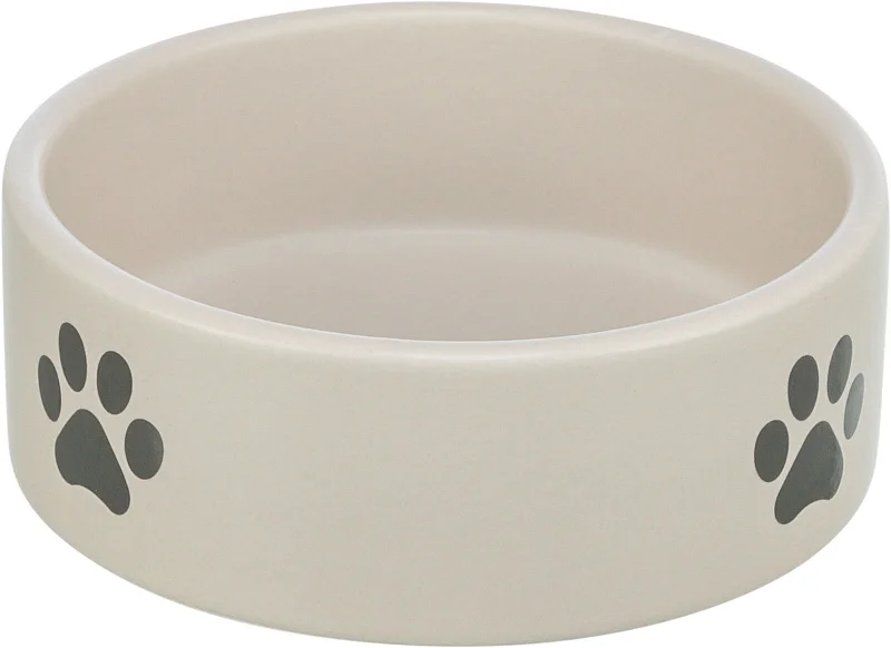 Bowl, paw motif, ceramic, 0.8 l/diam 16 cm, light grey/grey