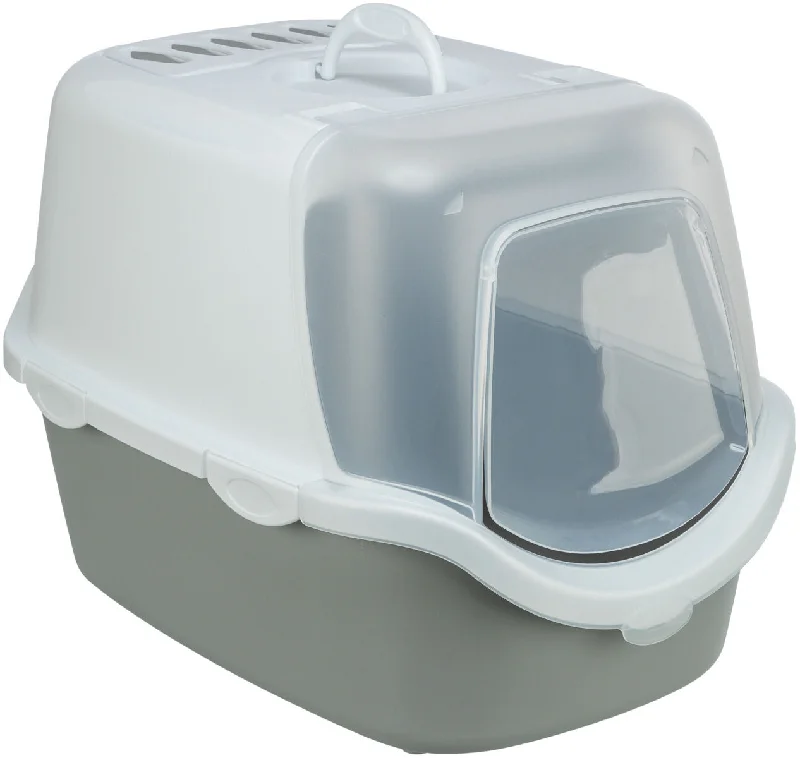 Vico Open Top cat litter tray, with hood, 40 x 40 x 56 cm, light grey/white