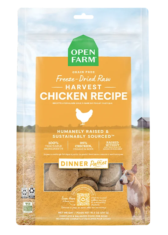 Open Farm Harvest Chicken Freeze Dried Raw Patties for Dogs