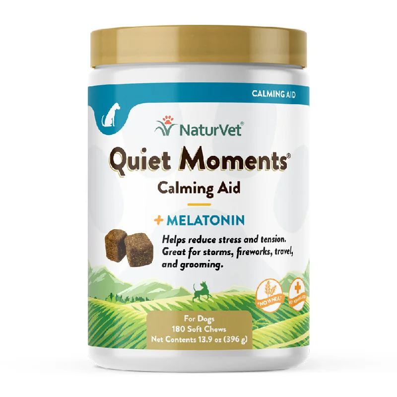 NaturVet Quiet Moments Calming Aid Plus Melatonin Soft Chew for Dog