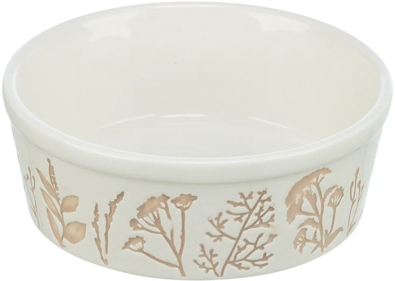 Bowl, textured motif, ceramic, 1.2 l/diam 20 cm, white/taupe