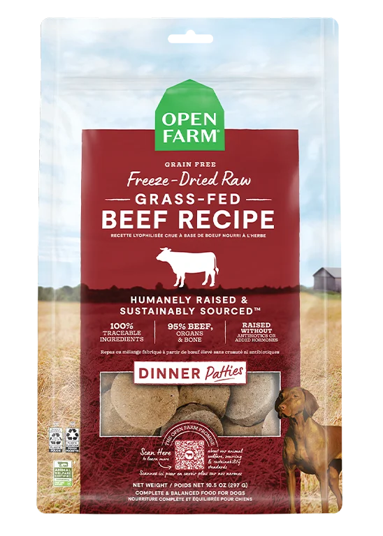 Open Farm Grass-Fed Beef Freeze Dried Raw Patties for Dogs