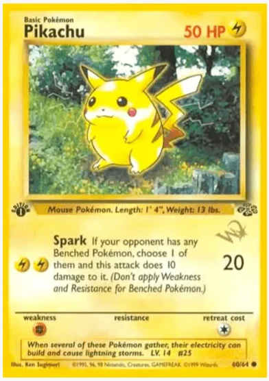 1st Edition Pikachu - Jungle #60/64 WOTC Stamped (Moderately Played)