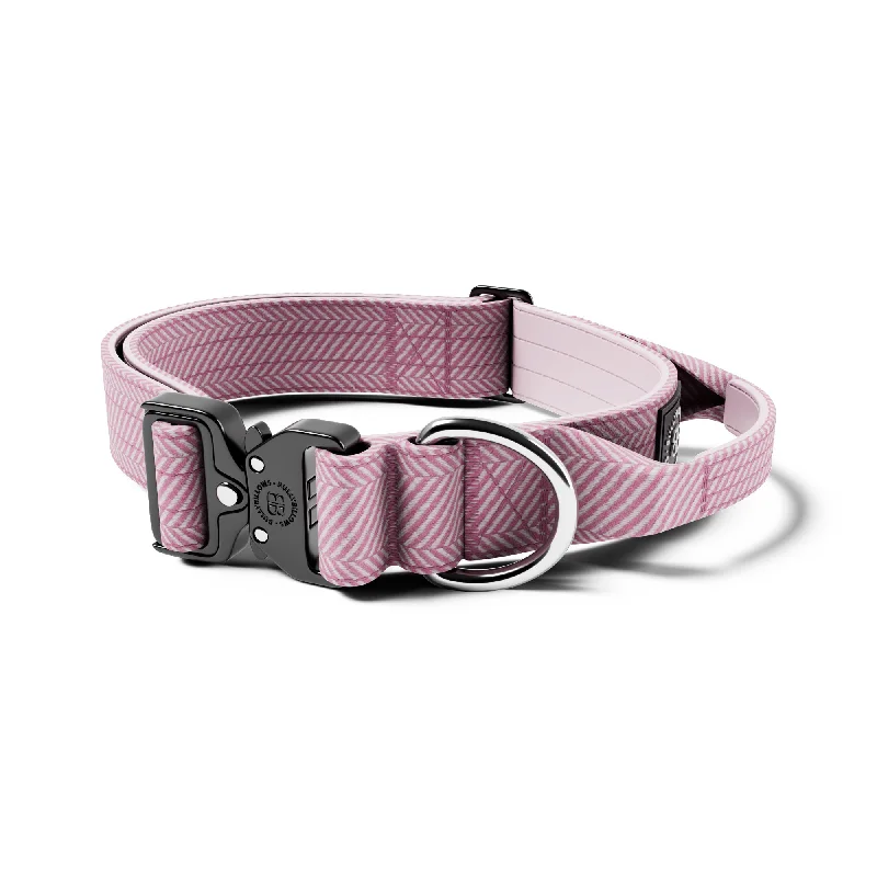 4cm Herringbone Combat® Collar | Handle & Rated Clip - Soft Pink