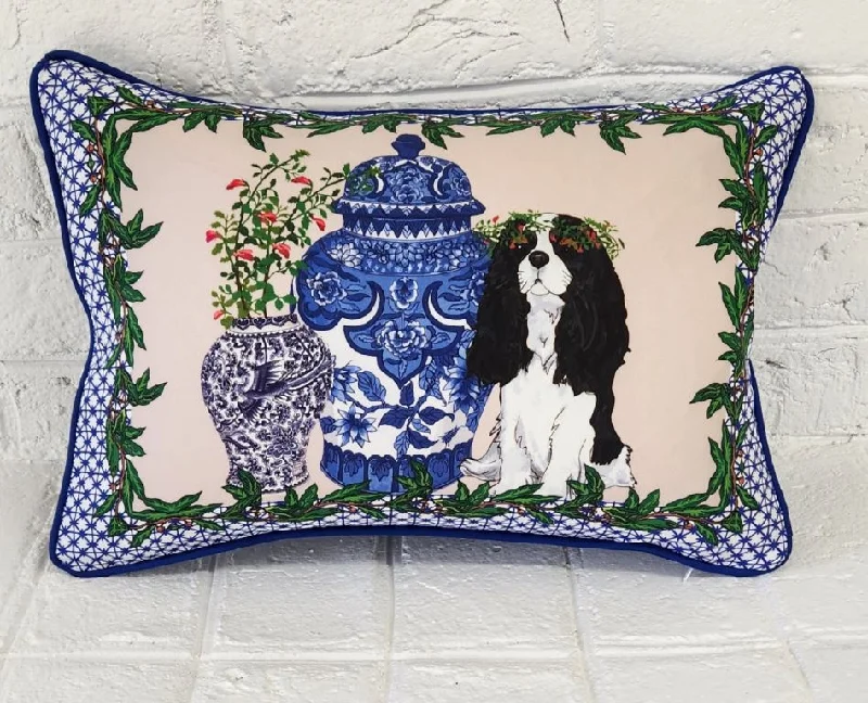 Tri-Color Cavalier King Charles Spaniel Lumbar Pillow Cover