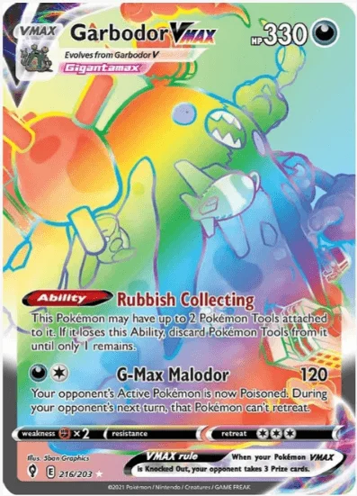 Garbodor VMAX (Secret) - SWSH07: Evolving Skies #216/203