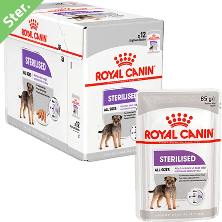 Royal canin Adult Sterilised, all dog sizes 12 pack pouches (12x85g)