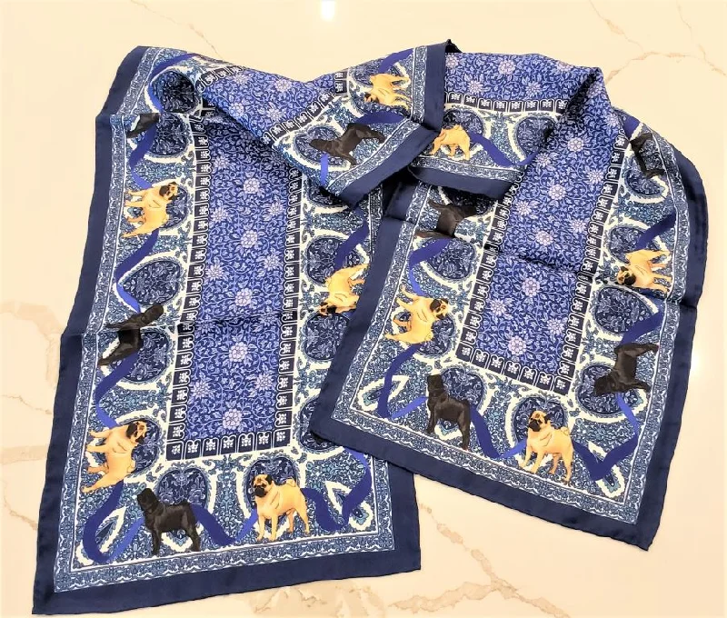 Pug Long Silk Scarf