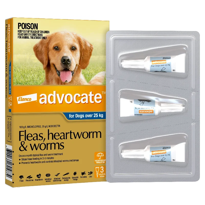 Advocate Flea Heartworm and Worm Treatment for Dogs 25kg Blue 3 Pack