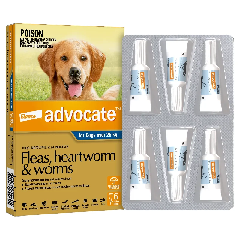 Advocate Flea Heartworm and Worm Treatment for Dogs 25kg Blue 6 Pack