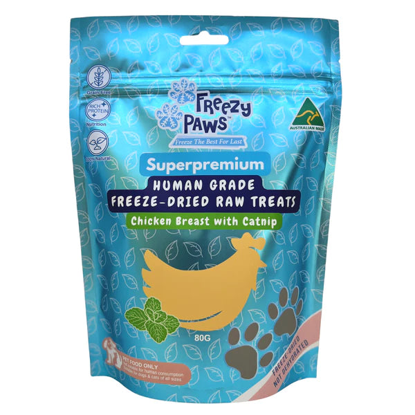 Freezy Paws Freeze Dried Chicken Breast with Catnip Cat Treats 80g