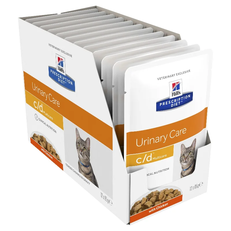 Hills Prescription Diet Cat c/d Multicare Urinary Care Chicken Wet Food Pouches 85g x 12