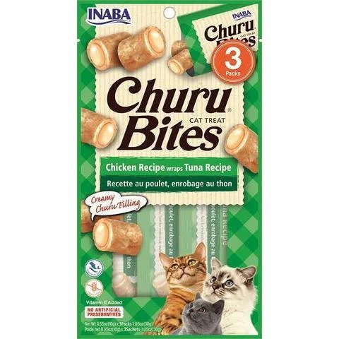 Inaba Churu Bites Chicken Wraps with Tuna Cat Treats 30g