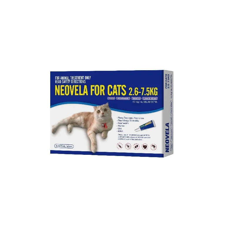 Neovela Flea, Worming and Heartworm Treatments for Cats 4 Pack