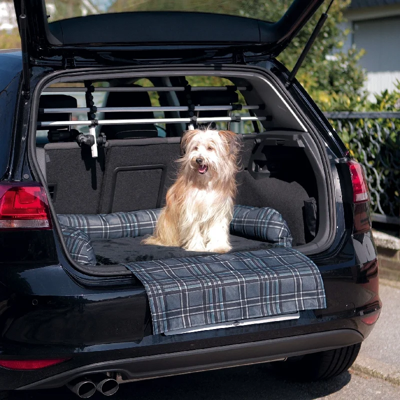 Car Dog Bed for the Boot in Grey and Black Check