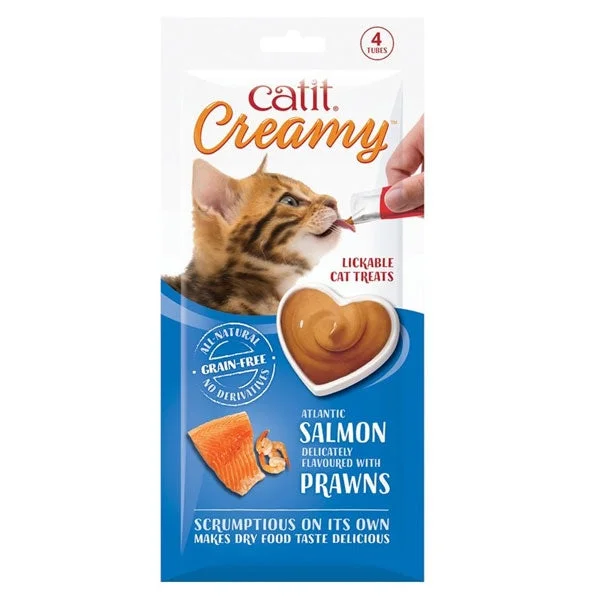 Catit Creamy Lickable Cat Treat - Salmon & Prawns