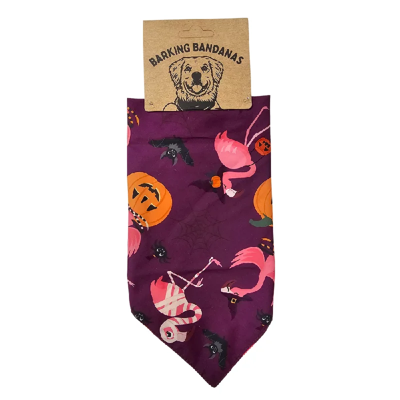 Barking Bandana - Halloween Flamingo - Purple