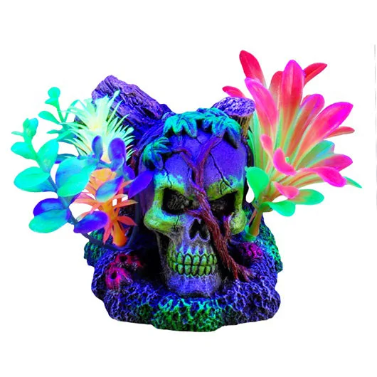 Marina iGlo Ornament - Skull with Vines and Plants