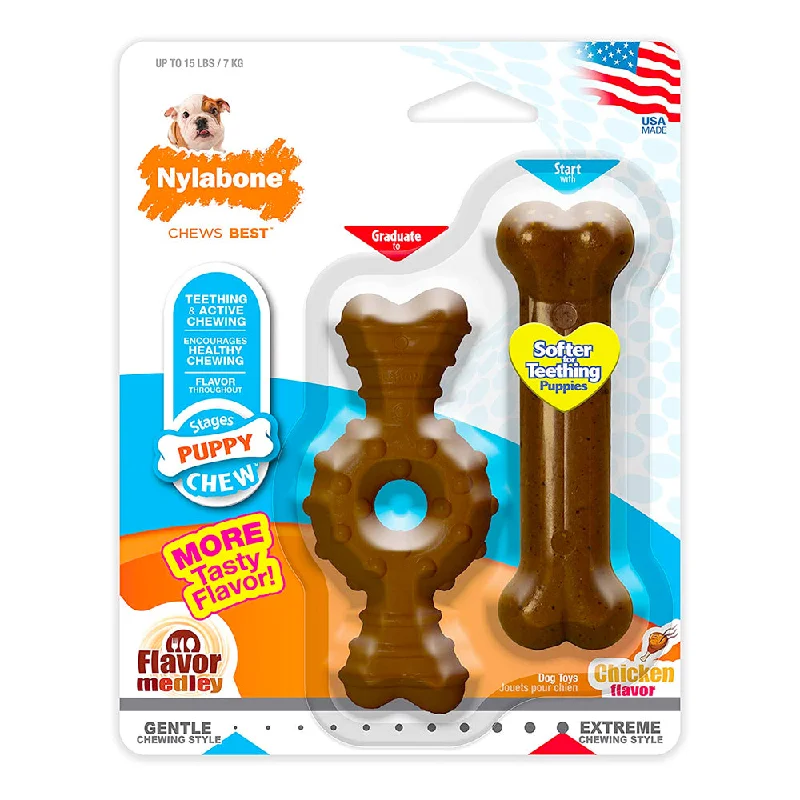 Nylabone Teething Puppy Chew Toys Twin Pack